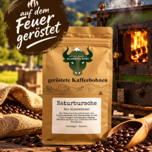 Naturbursche auf dem Feuer geröstet